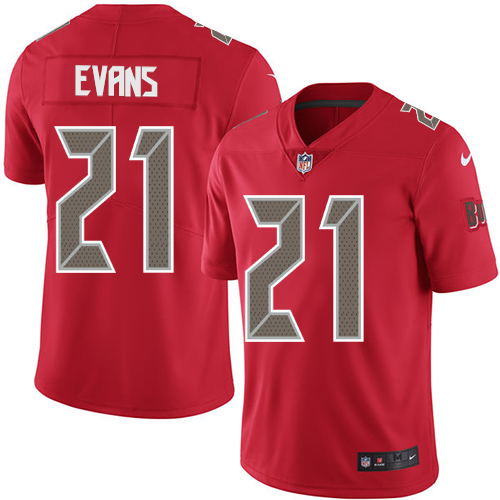 Nike Buccaneers #21 Justin Evans Red Men's Stitched NFL Limited Rush Jersey - Click Image to Close
